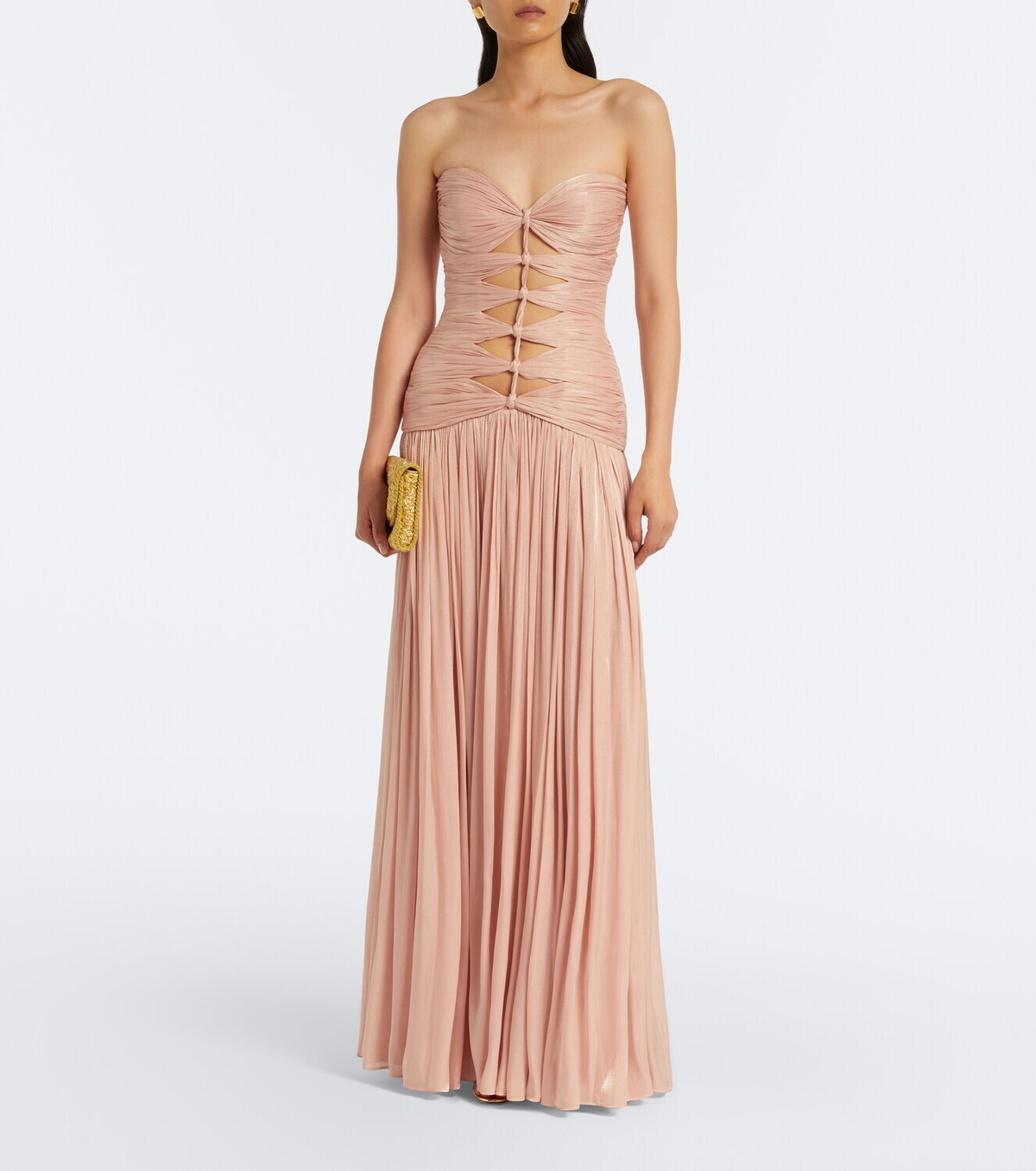 Costarellos Ruched Lurex® georgette gown
