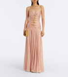 Costarellos Ruched Lurex® georgette gown