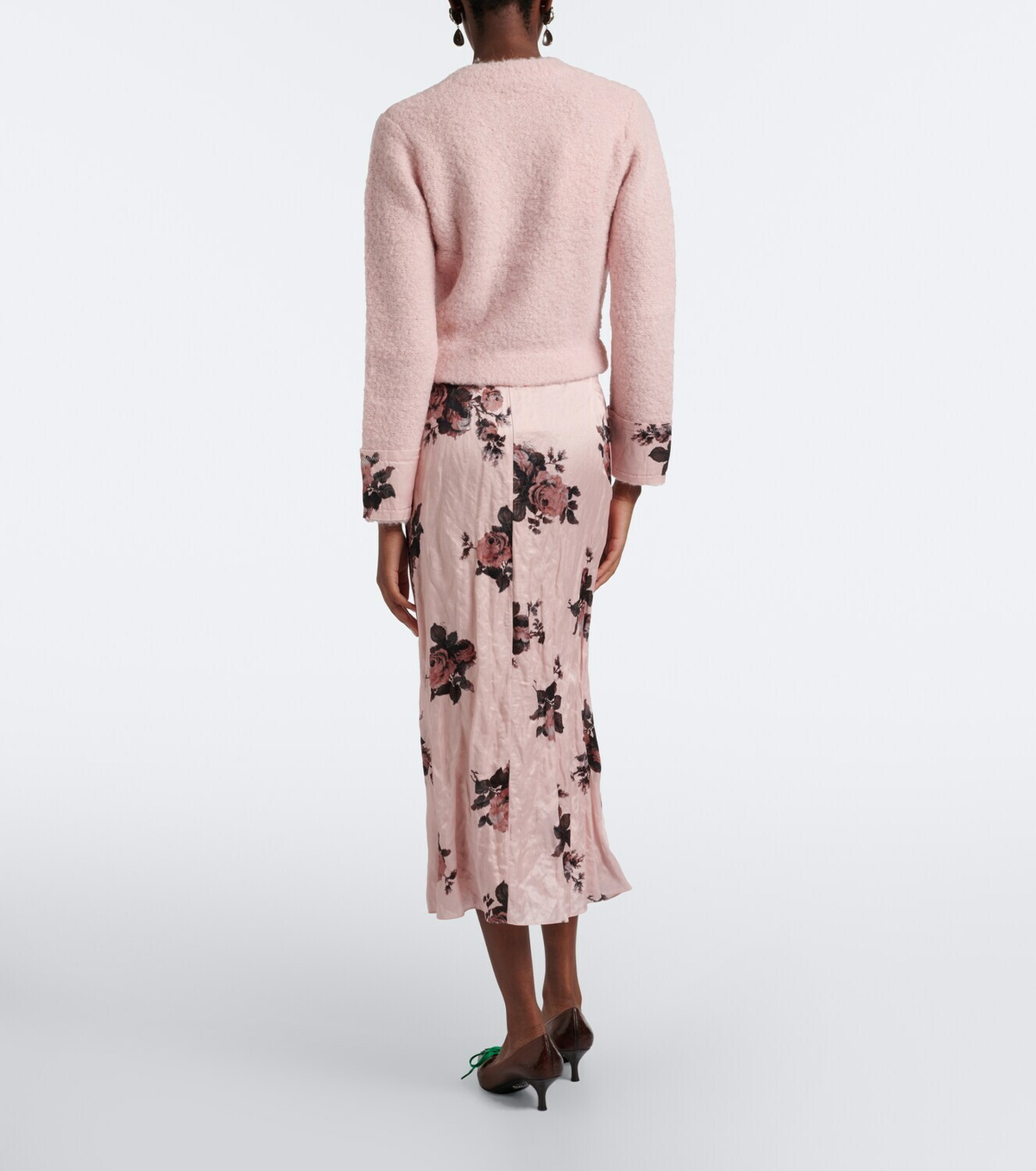 Erdem Floral satin midi skirt