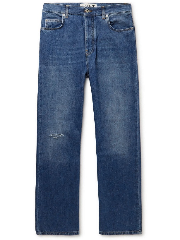 Photo: Loewe - Straight-Leg Distressed Jeans - Blue