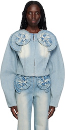 FIDAN NOVRUZOVA Blue Appliqué Denim Jacket