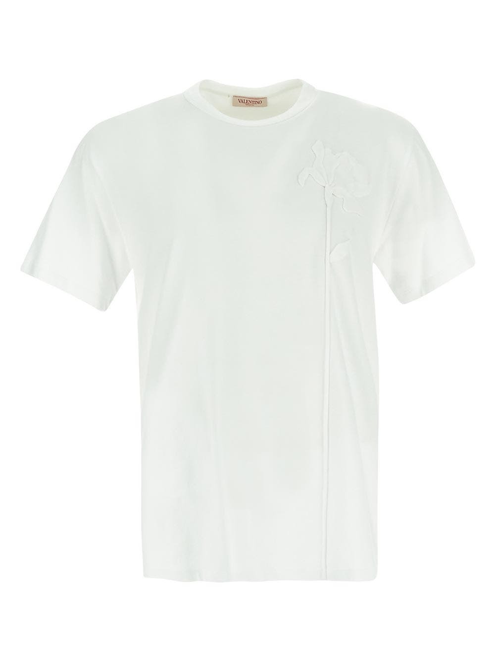 Tシャツ・カットソー VALENTINO Valentino shirt with flower patch Valentino Men's Flower Embroidery T-Shirt in Nero Valentino