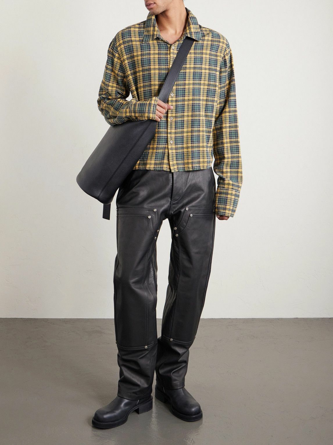 424 - HOORSENBUHS Checked Cotton-Blend Flannel Shirt - Yellow
