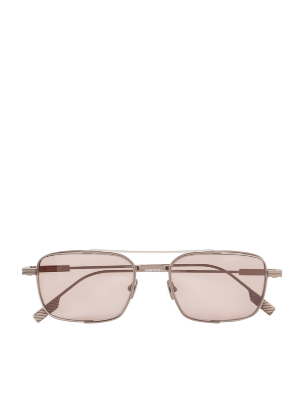 Photo: Zegna - Geometric Round-Frame Titanium Sunglasses