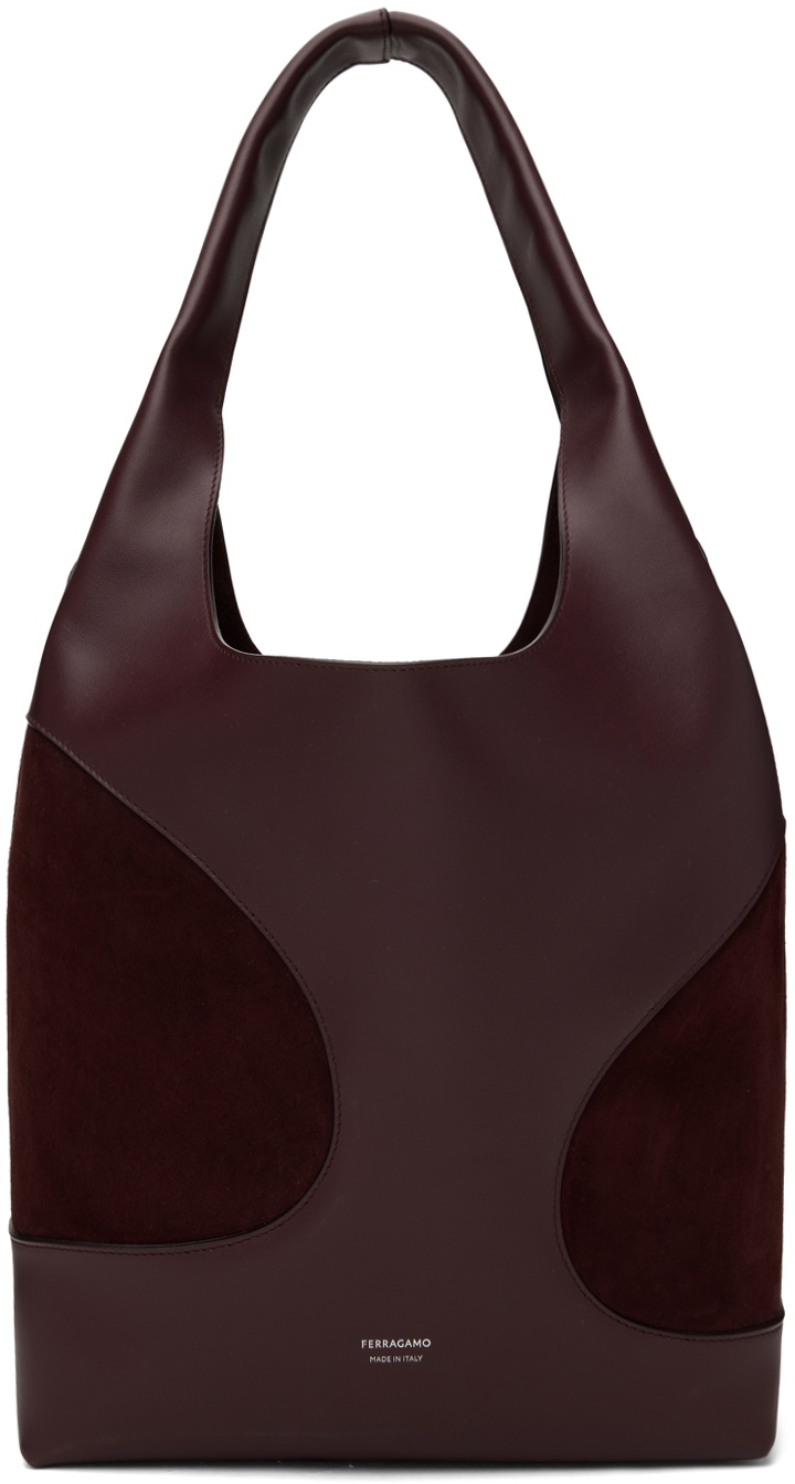 Ferragamo Burgundy Cutout Tote Salvatore Ferragamo