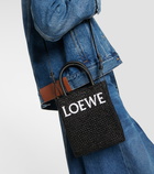 Loewe - Leather-trimmed raffia tote bag