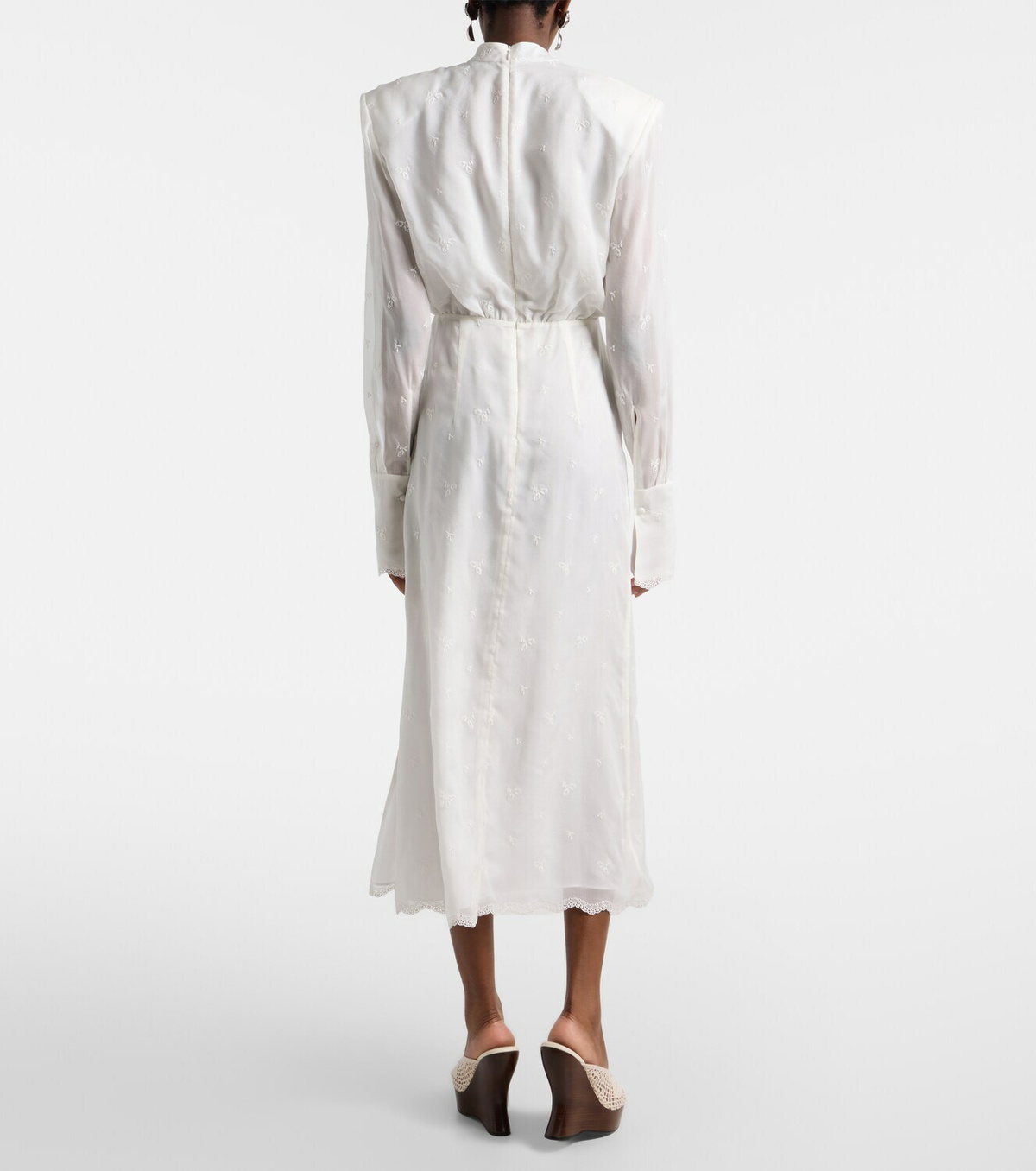 Magda Butrym Embroidered silk, wool and cotton-blend midi dress