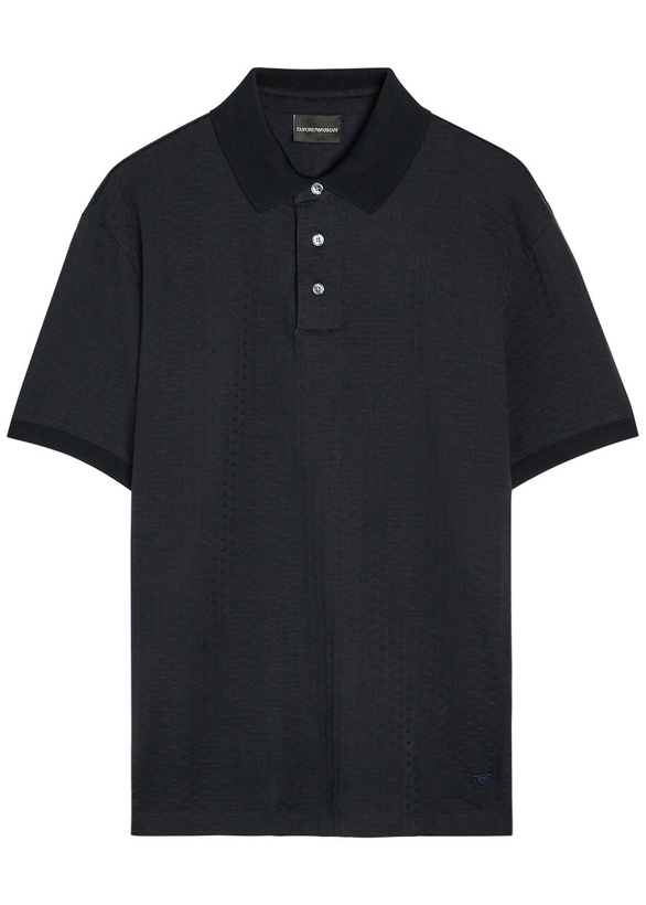 Photo: Emporio Armani Jacquard Logo-embroidered Cotton Polo Shirt Navy