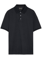 Emporio Armani Jacquard Logo-embroidered Cotton Polo Shirt Navy