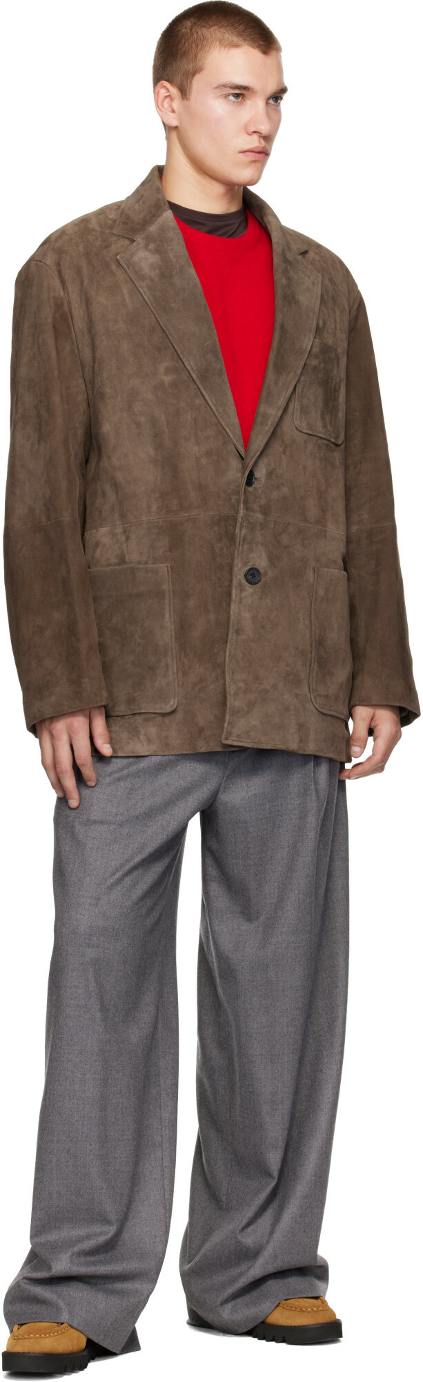 ssstein Brown Goat Suede Blazer