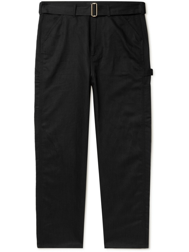Photo: DUNHILL - Belted Linen-Blend Trousers - Black