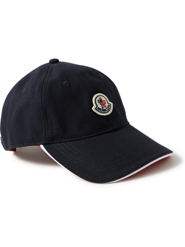 Photo: MONCLER - Logo-Appliquéd Cotton-Twill Baseball Cap - Blue