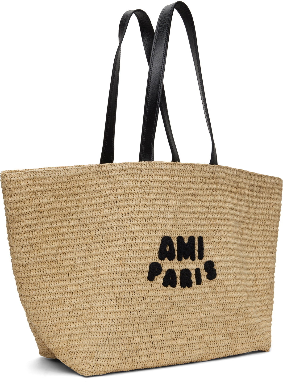 AMI Paris Beige Leather Rafia Ami Paris Tote