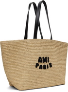 AMI Paris Beige Leather Rafia Ami Paris Tote