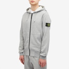 Stone Island Men's Cotton Fleece Garment Dyed Zip Hoodie in Melange Grey