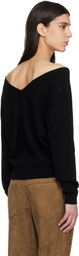 TOM FORD Black Cashmere Off The Shoulder Knit Sweater