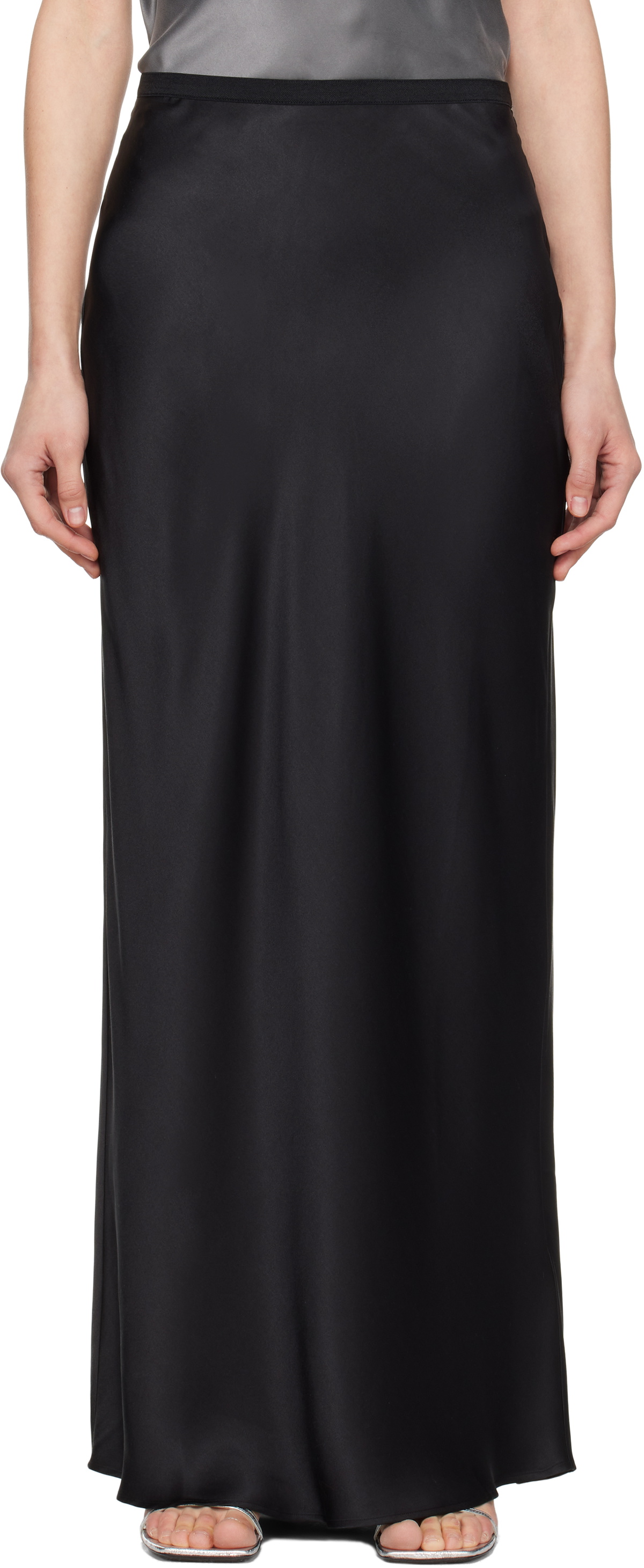 ANINE BING Black Bar Silk Maxi Skirt