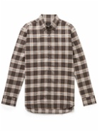 Brioni - Checked Cotton-Flannel Shirt - Neutrals