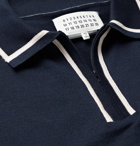 MAISON MARGIELA - Contrast-Trimmed Knitted Cotton Polo Shirt - Blue
