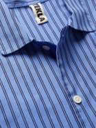 TEKLA - Camp-Collar Striped Organic Cotton-Poplin Pyjama Shirt - Blue