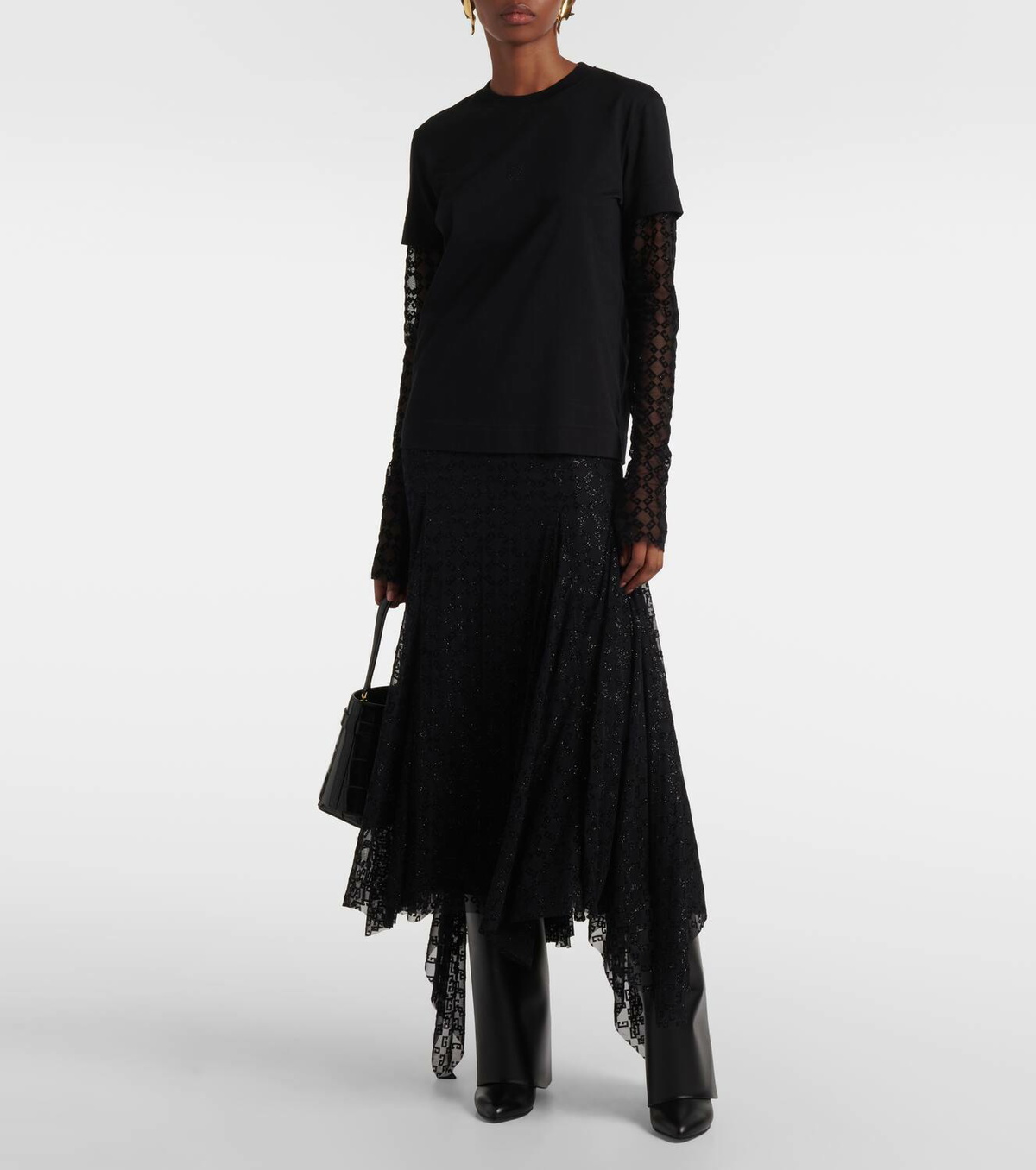 Givenchy Monogram 72 Glitter layered cotton T-shirt