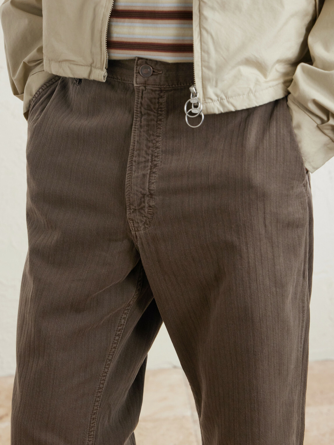 Jeanerica - Genua Wide-Leg Herringbone Cotton-Blend Trousers - Brown