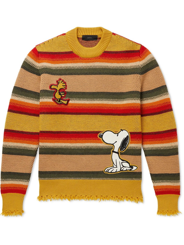 Photo: Alanui - The Peanuts Fringed Appliquéd Striped Wool Sweater - Multi