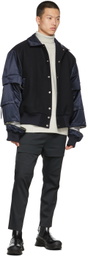 JERIH Navy Padded Varsity Jacket
