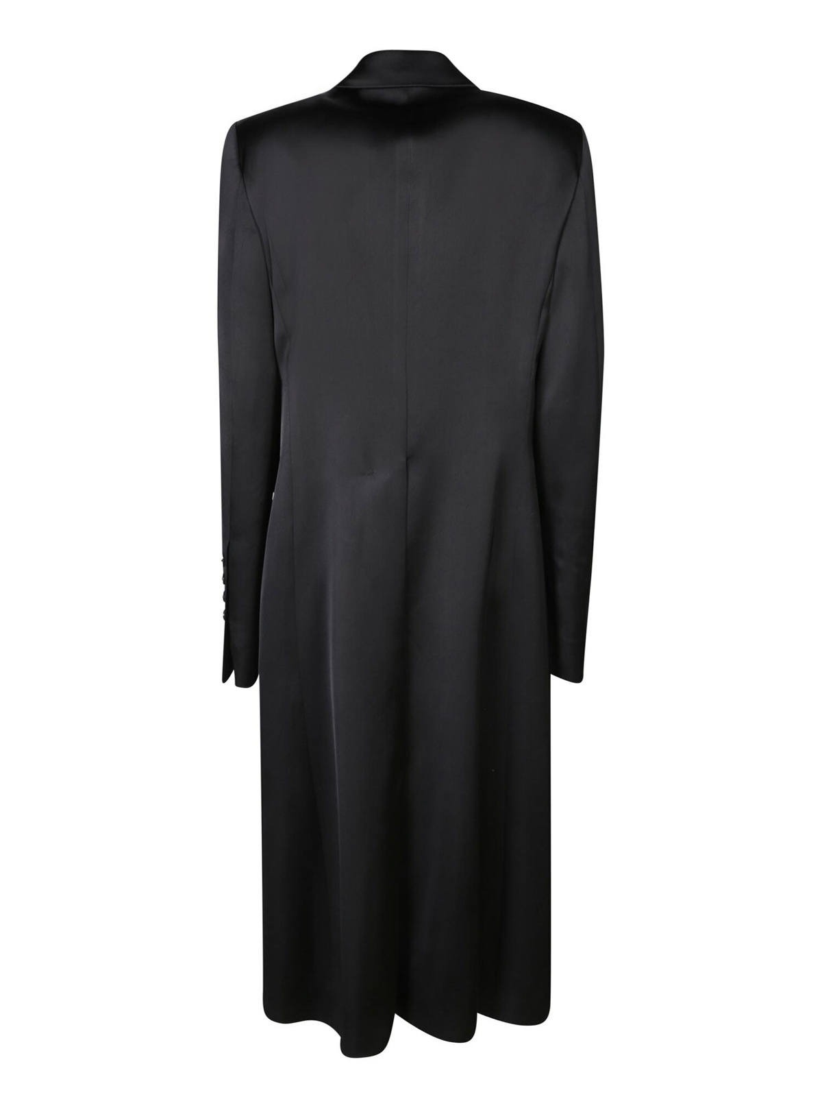 Sapio Double-breasted Viscose Satin Coat In Black