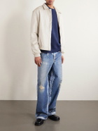 Acne Studios - Franziska Oversized Distressed Logo-Print Cotton-Blend Jersey Sweatshirt - Blue