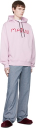 Marni Pink Flocked Marni Animal Alphabet Logo Hoodie