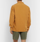 Mr P. - Convertible-Collar Garment-Dyed Lyocell, Linen and Cotton-Blend Shirt - Orange