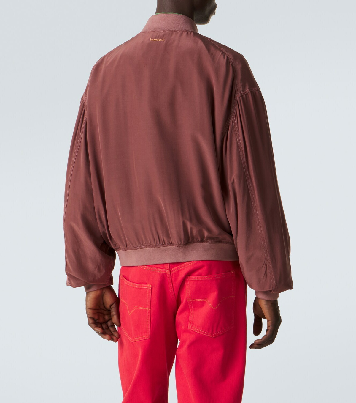 Versace Oversized silk poplin blouson jacket