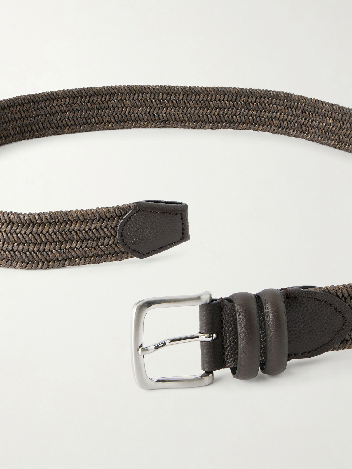 Mr P. - 3.5cm Leather-Trimmed Woven Belt - Brown
