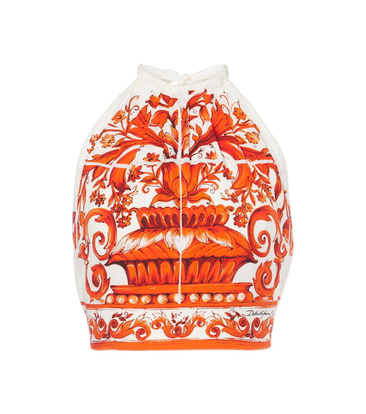 Photo: Dolce&Gabbana Majolica silk-blend crop top