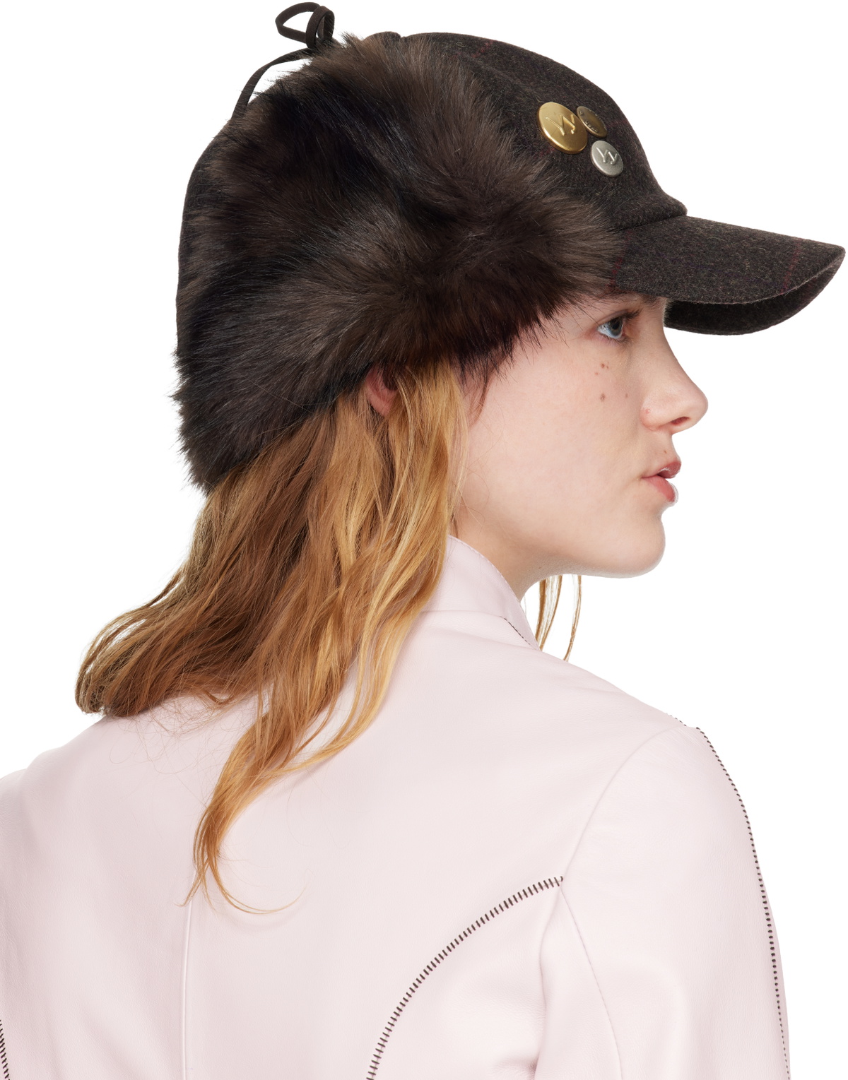 OPEN YY Brown Faux-Fur Earflap Cap