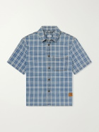 Burberry - Logo-Appliquéd Checked Denim Shirt - Blue