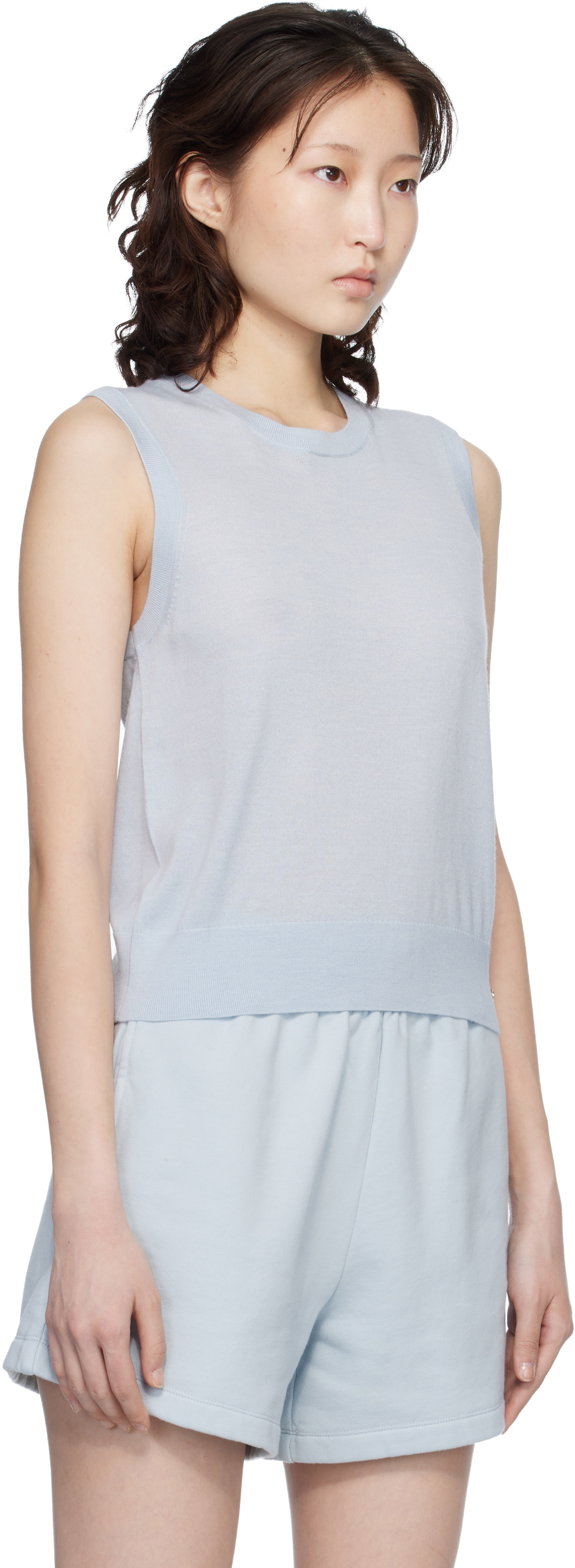 ANINE BING Blue Moni Crop Tank Top