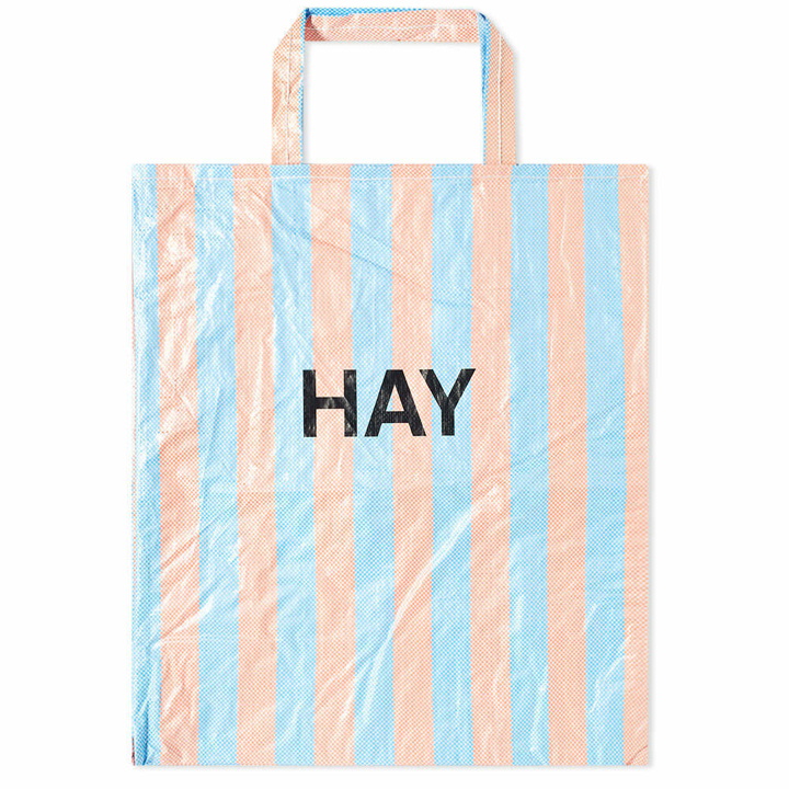 Photo: HAY Candy Stripe XL Shopper in Blue/Orange