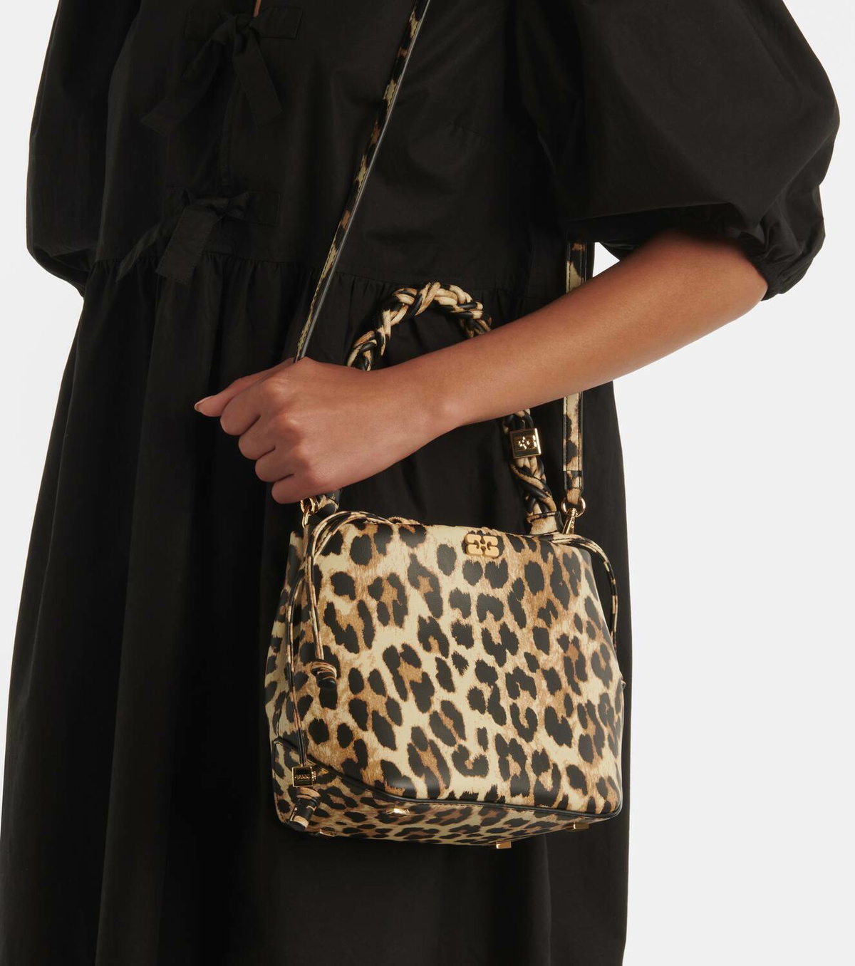 Ganni Bou leopard-print bucket bag GANNI