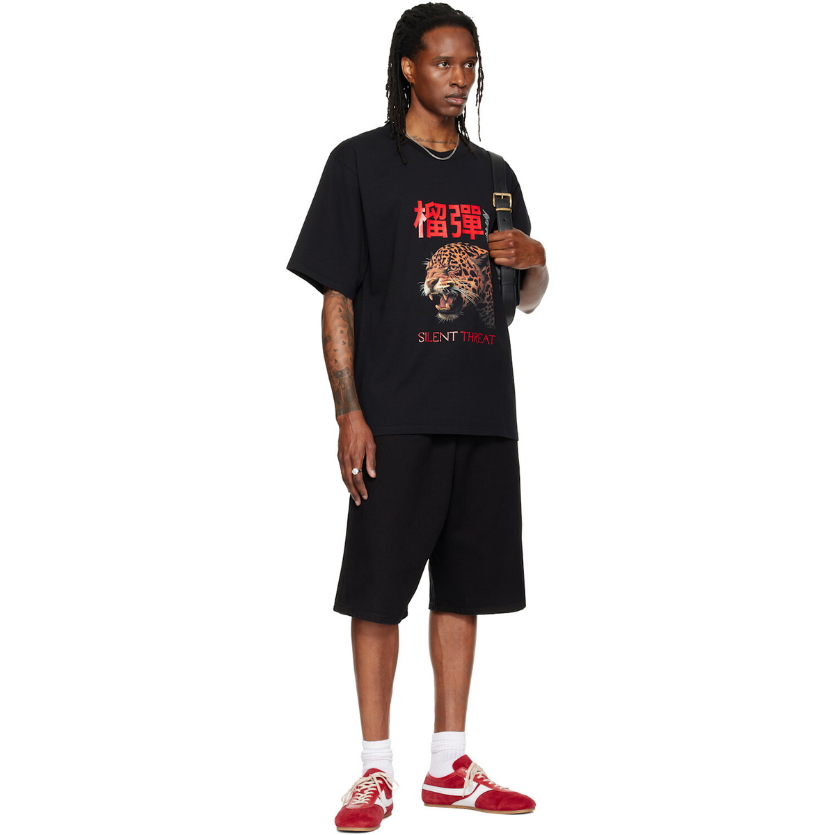 LU'U DAN Black Leopard Graphic T-shirt