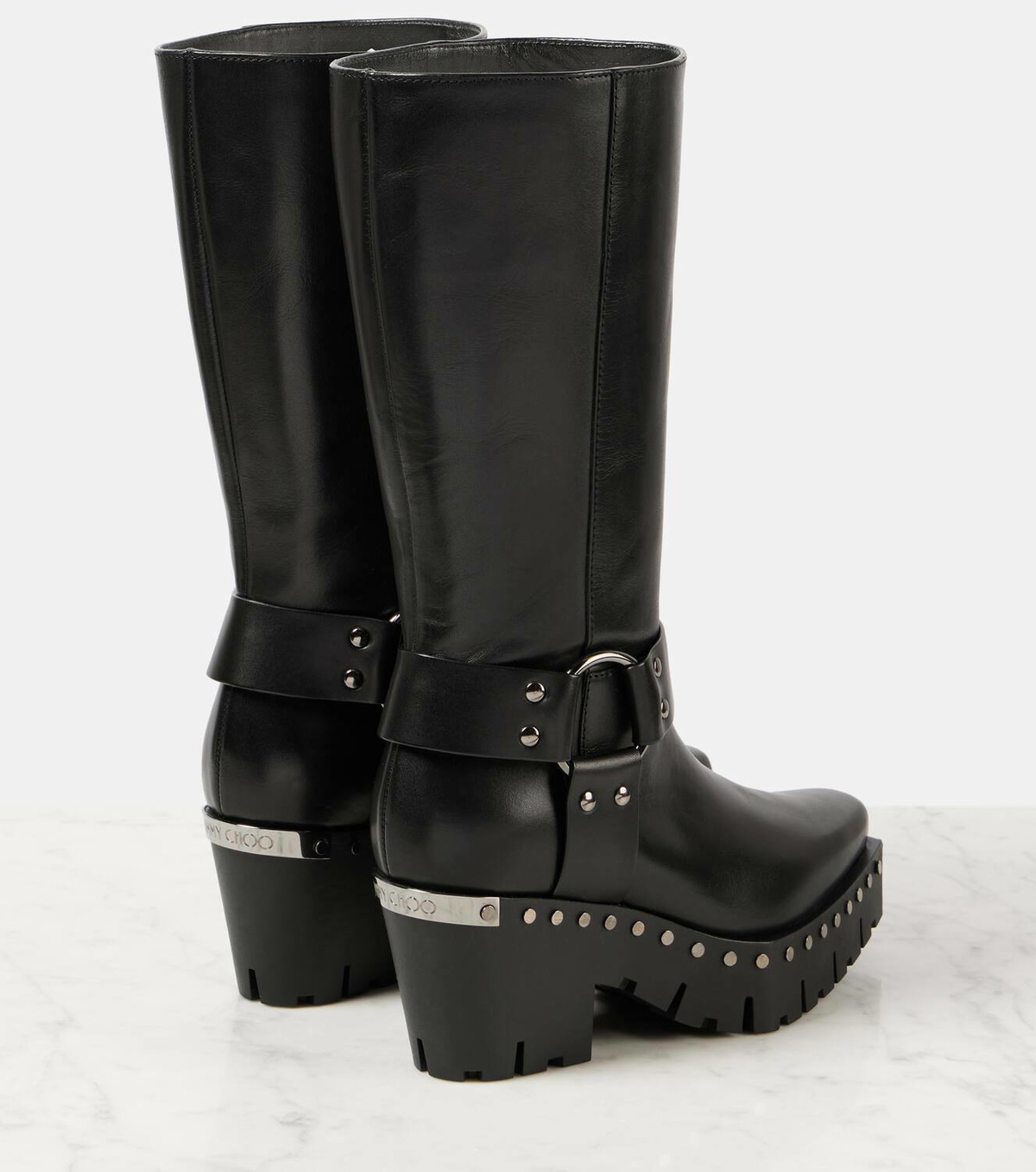 Jimmy Choo Dark Brown Studded Boots JIMMY CHOO Beren 85 suede boots | NET-A-PORTER main image 2