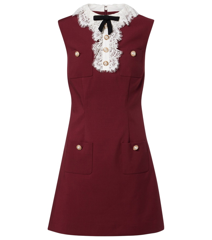 Photo: Self-Portrait Lace-trimmed crêpe minidress