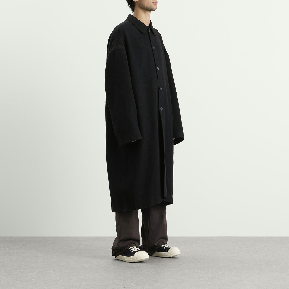 Rick Owens Men's Buttoned Brad Coat in Black