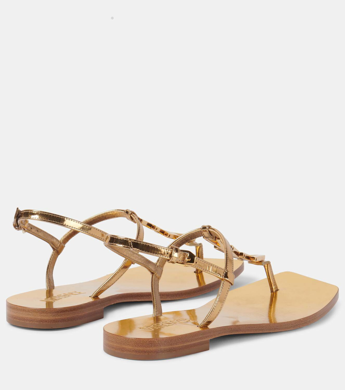Versace Metallic leather thong sandals