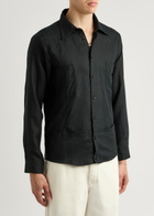 Gusari Utility Linen Shirt Black