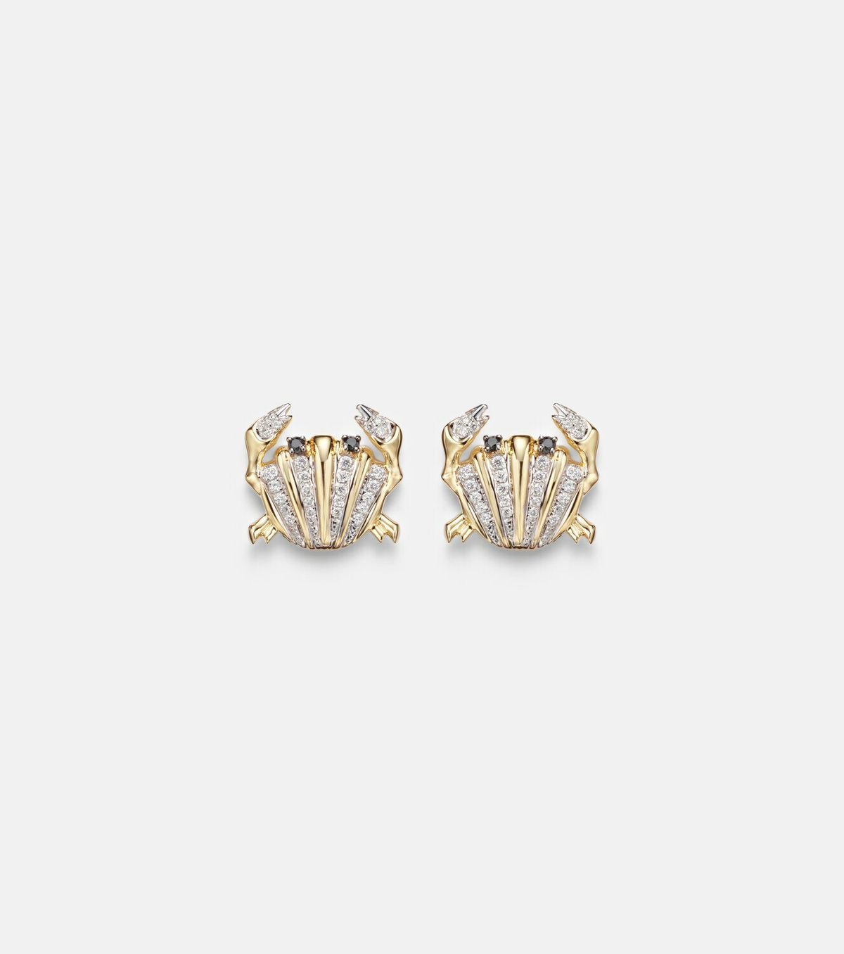 Yvonne Léon Crabe Coquillage 9kt gold earrings with diamonds