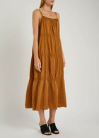 Eileen Fisher Tiered Silk Midi Dress Bronze