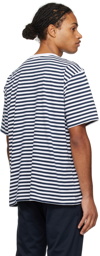 Nanamica White & Navy Striped T-Shirt