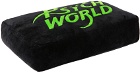 Psychworld SSENSE Exclusive Black & Green Plush Logo Pillow